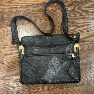 Vintage Parisstyle Black Leather Crossbody Bag